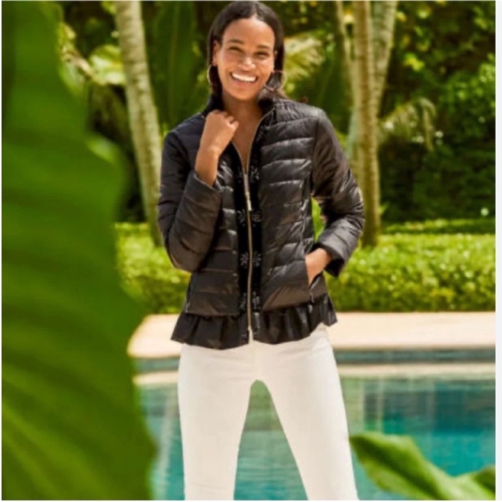 NWT Lilly Pulitzer Darcia puffer jacket. Size 10 in Onyx Black